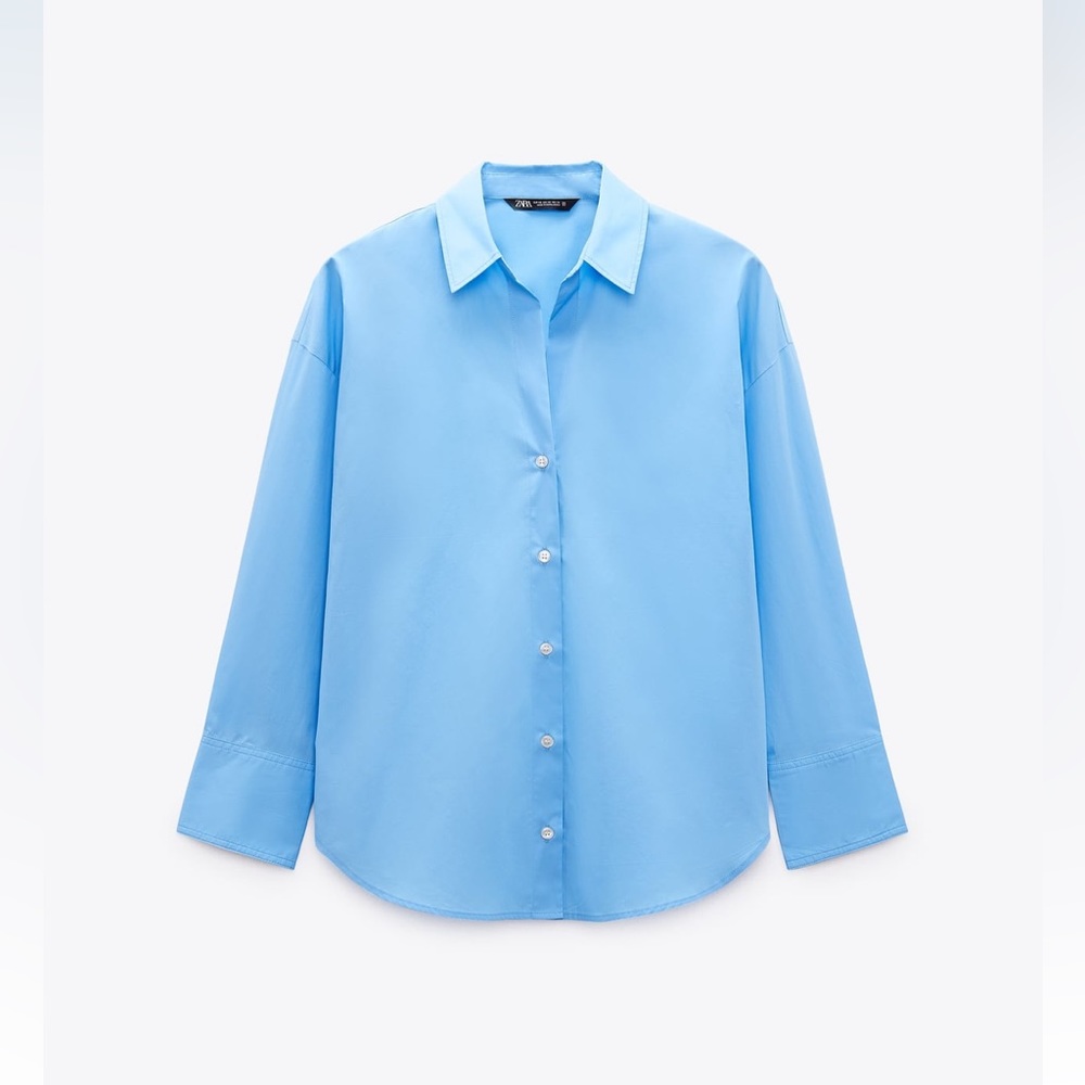 Zara Poplin Sky Blue Shirt
